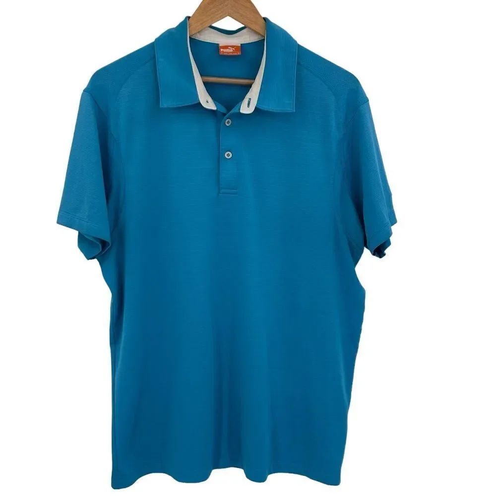 Puma teal blue green golf shirt size large